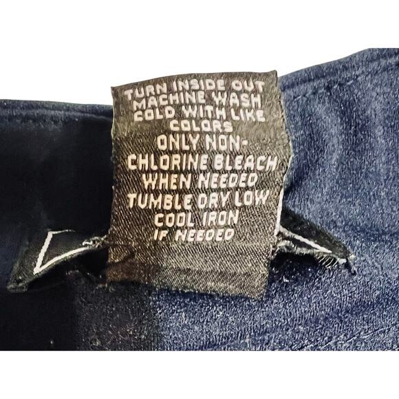 NYCC New York Clothing Co. Navy Stretch Pencil Skirt with Gold Buttons – Size L - Picture 3 of 5